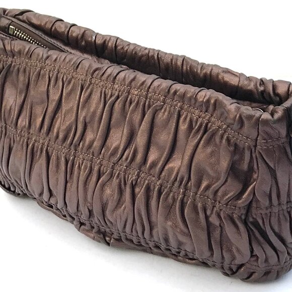 PRADA BAG authentic shirred ruched nappa LEATHER purse - Picture 9 of 16